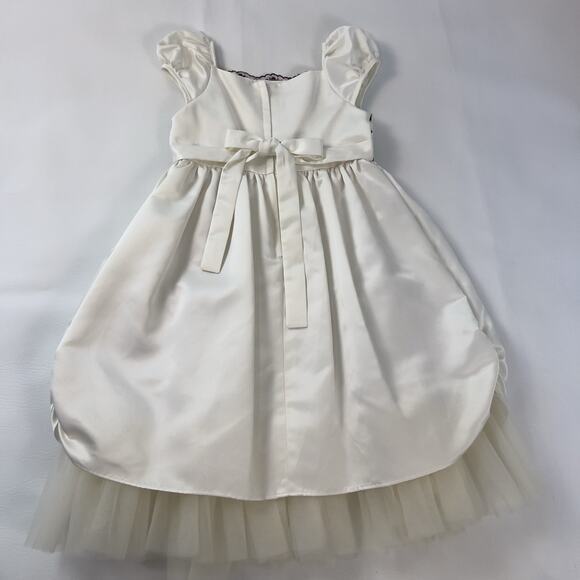 Biscotti Girls Dress Size 6 Ivory Burgundy Floral Satin Tulle Formal Party - Picture 3 of 8